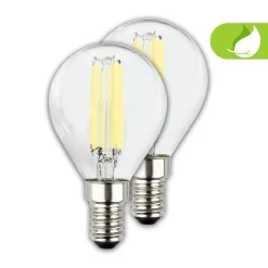 LED lamp druppel E14 4W helder 3000K 840lm EEK A 2er