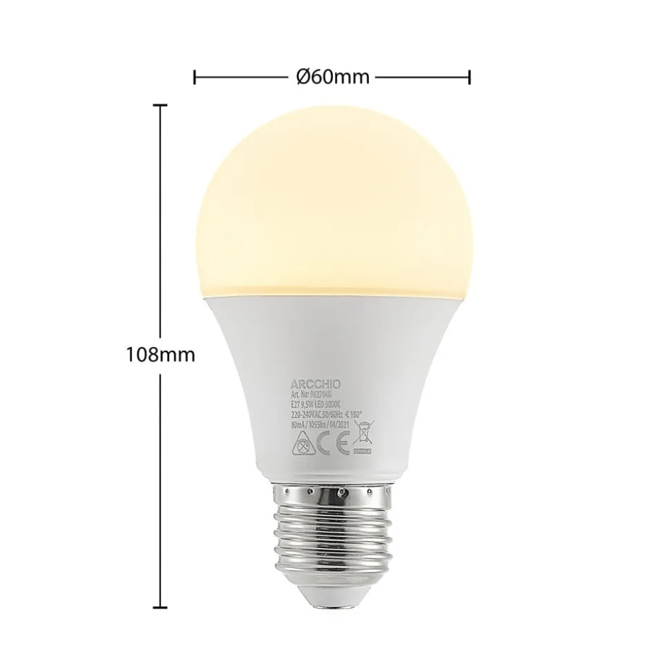 LED lamp E27 A60 9,5W 3.000K opaal, 3 per set
