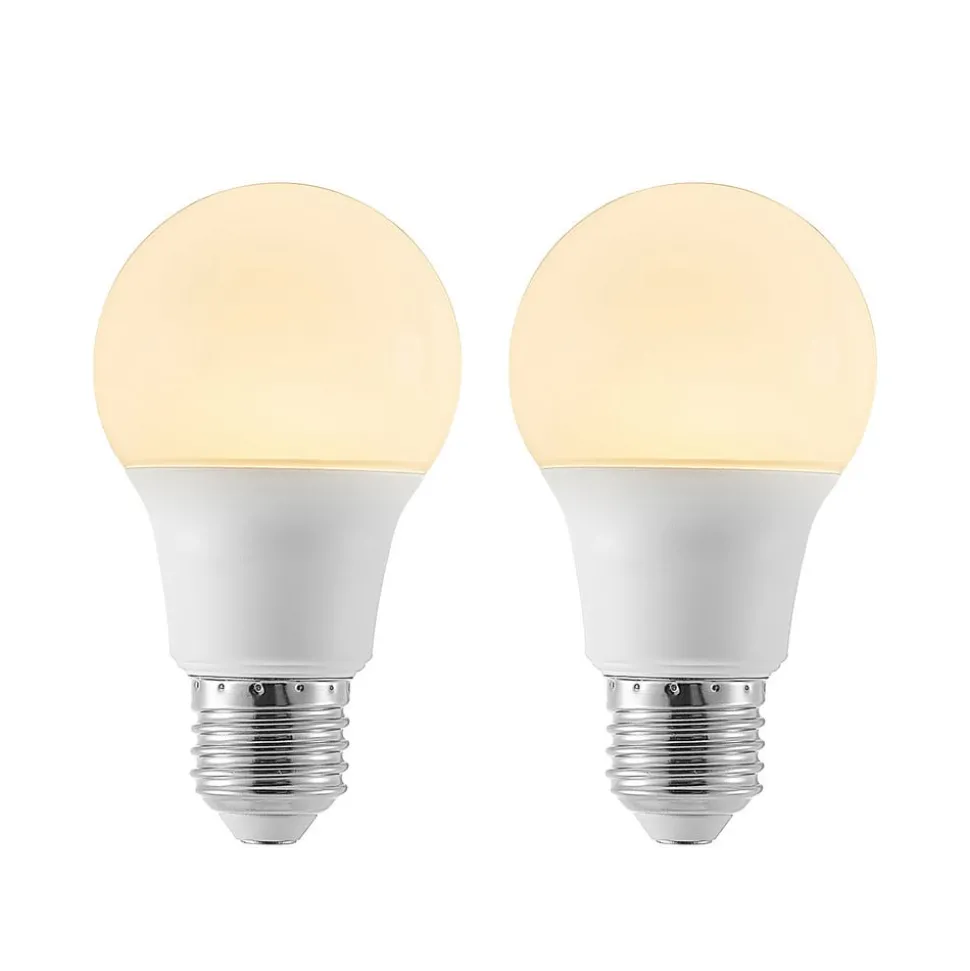 LED lamp E27 A60 8W 3.000K opaal, 2 per set