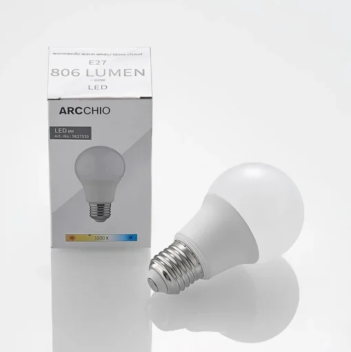 LED lamp E27 A60 8W 3.000K opaal, 2 per set