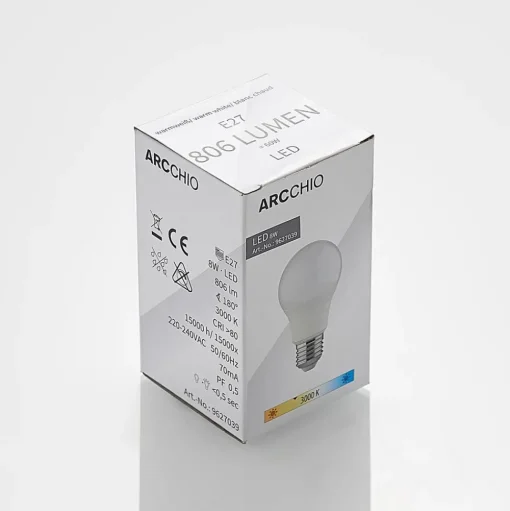 LED lamp E27 A60 8W 3.000K opaal, 2 per set