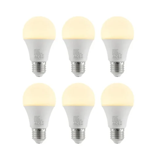 LED lamp E27 A60 9,5W 3.000K opaal, 6 per set