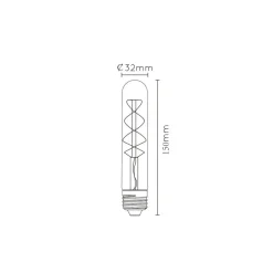 LED lamp E27 buis T30 5W 2.200K dimbaar 15cm