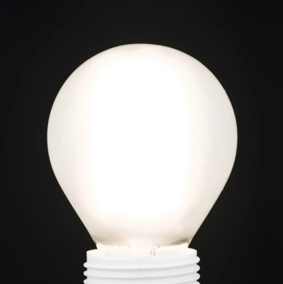 LED lamp, E27 G45, mat, 6W, 827, 720 lm, dimbaar