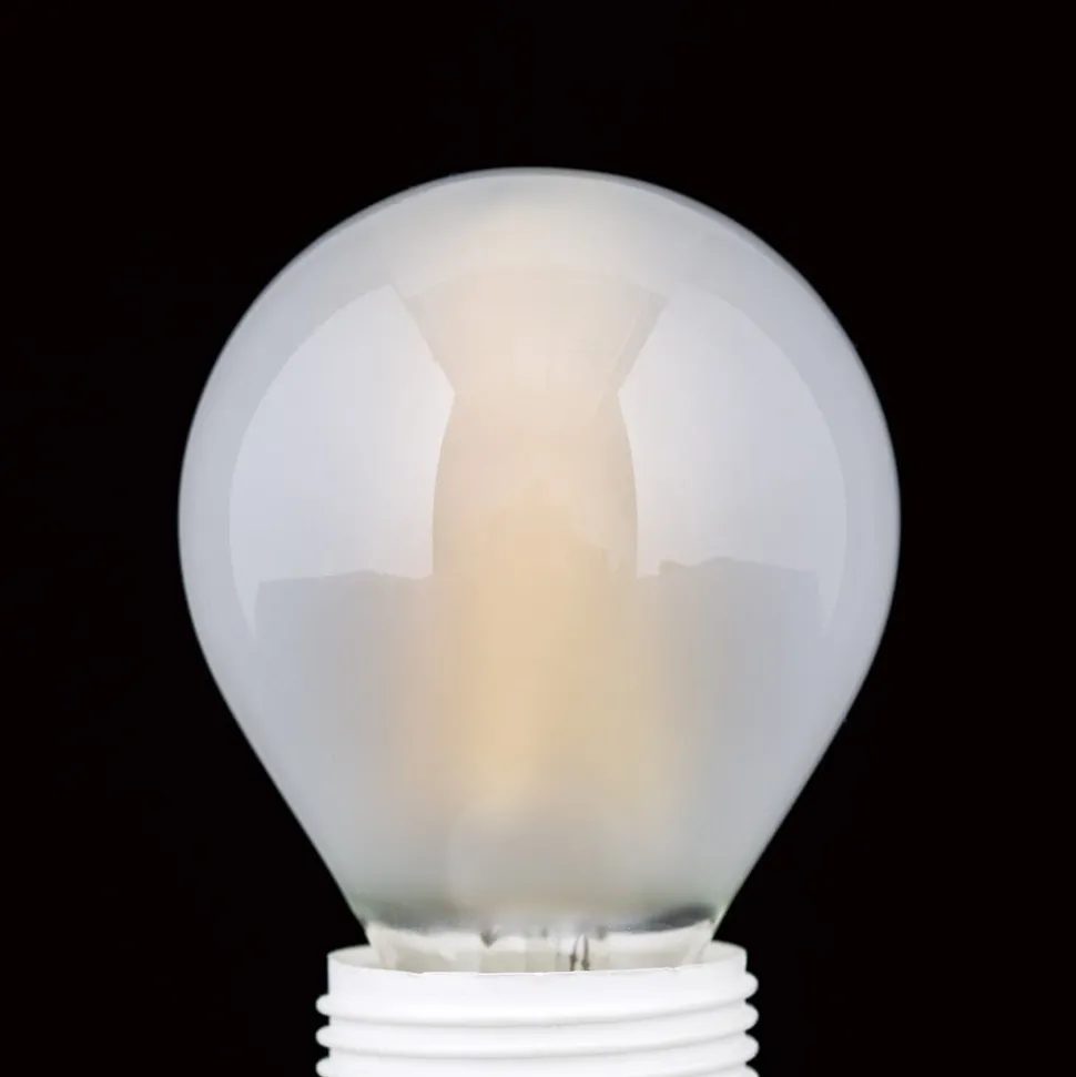 LED lamp, E27 G45, mat, 6W, 827, 720 lm, dimbaar