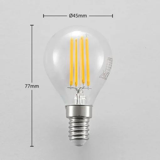 LED lamp E14 P45, 4W, helder, 2.700K, dimbaar, set van 2
