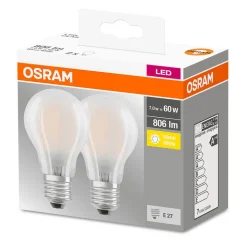 LED lamp E27 6,5W 827 mat 2 per set