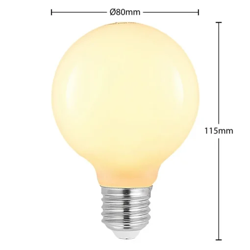 LED lamp E27 8W G80 2.700K dimbaar, opaal