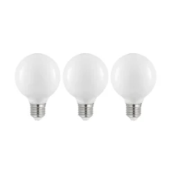 LED lamp E27 8W G80 2.700K dimbaar, opaal, set van 3