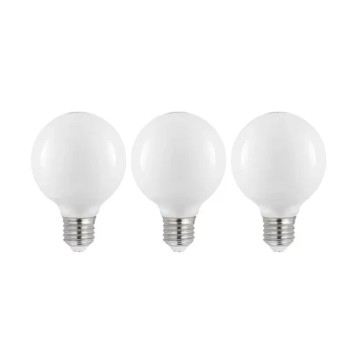 LED lamp E27 8W G80 2.700K dimbaar, opaal, set van 3