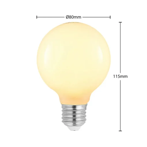 LED lamp E27 8W G80 2.700K dimbaar, opaal, set van 3
