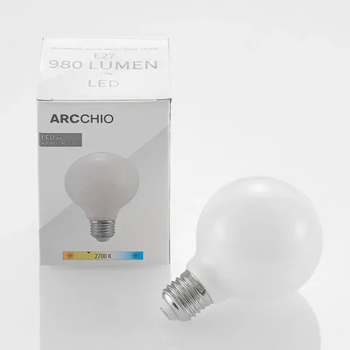 LED lamp E27 8W G80 2.700K dimbaar, opaal, set van 3