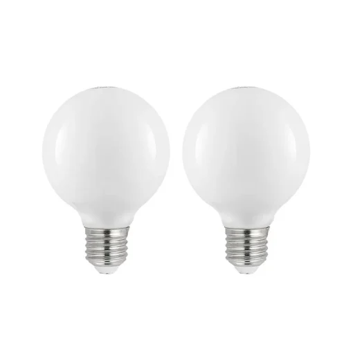 LED lamp E27 8W G80 2.700K dimbaar, opaal, set van 2