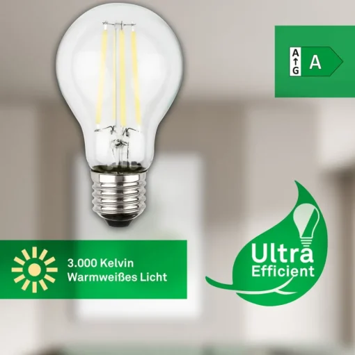 LED lamp E27 4W helder 3000K 840 lm EEK A 2er