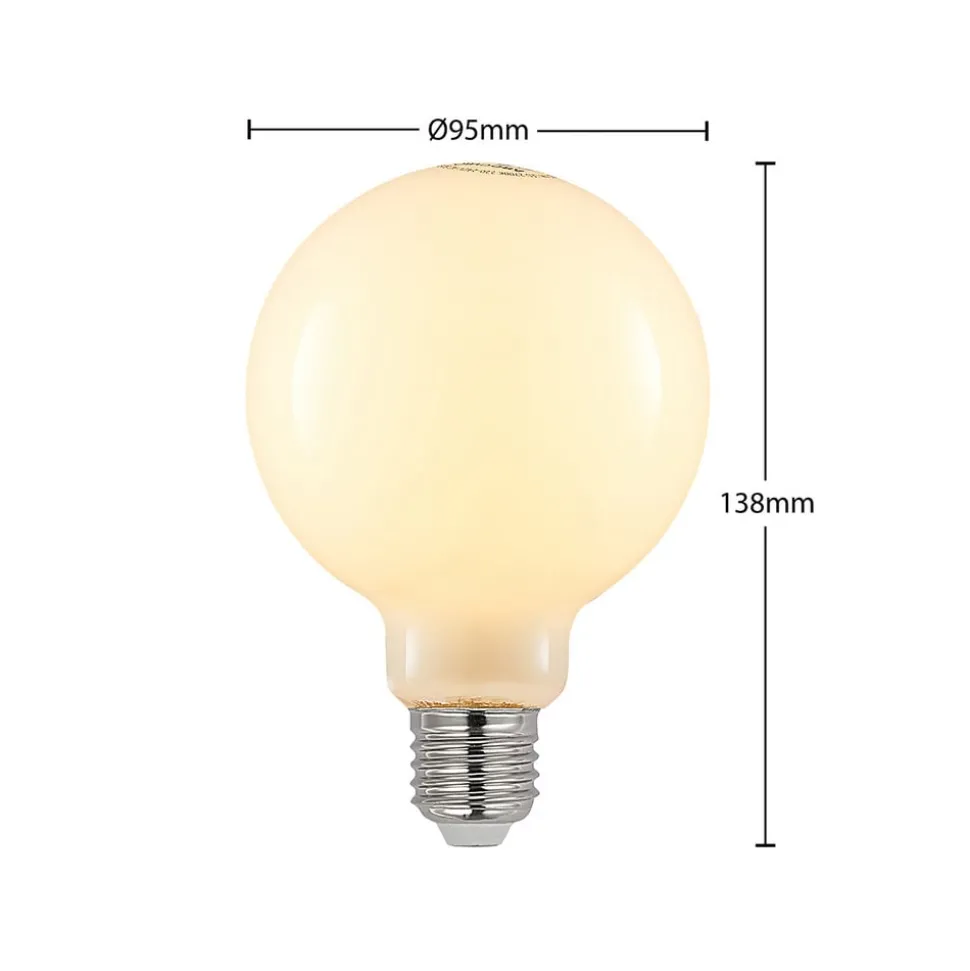 LED lamp E27 8W 2.700K G95 bol dimbaar opaal per 3