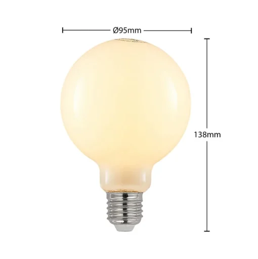 LED lamp E27 4W 2.700K G95 bol dimbaar opaal per 3