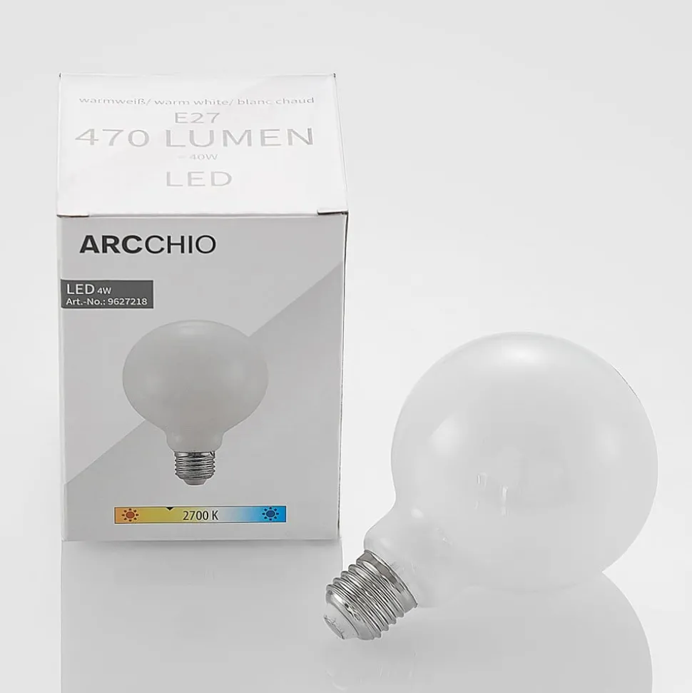 LED lamp E27 4W 2.700K G95 bol dimbaar opaal per 2