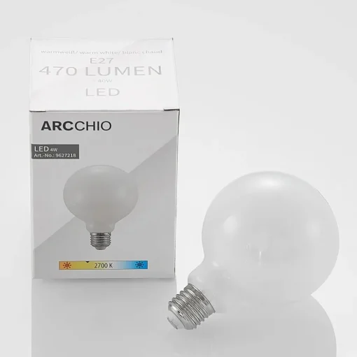 LED lamp E27 4W 2.700K G95 bollamp dimbaar, opaal
