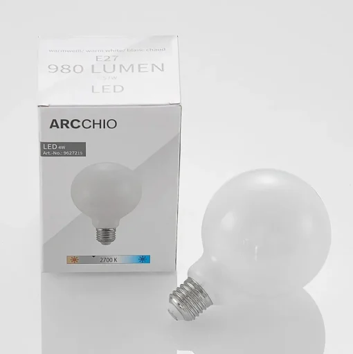 LED lamp E27 8W 2.700K G95 bollamp dimbaar, opaal