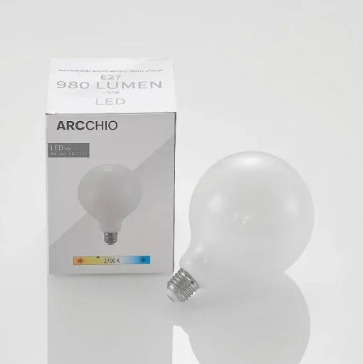 LED lamp E27 8W 2.700K G125 dimbaar opaal 2/set