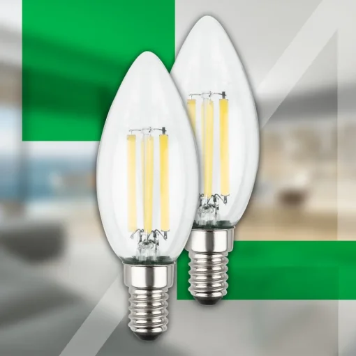 LED lamp kaars E14 2,5W helder 3000K 525 lm EEK A 2er