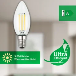 LED lamp kaars E14 4W helder 3000K 840 lm EEK A 2er