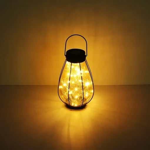 LED lamp op zonne-energie 36649, zwart, amber, metaal, kunststof