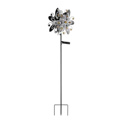 LED lamp op zonne-energie 36578S, grondspies, zilver/zwart, metaal