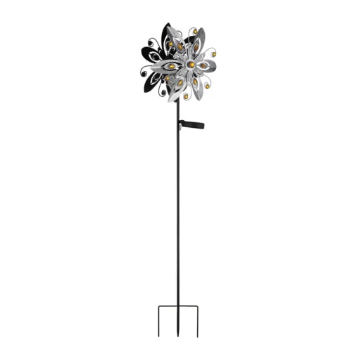 LED lamp op zonne-energie 36578S, grondspies, zilver/zwart, metaal