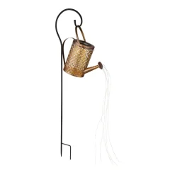 LED lamp op zonne-energie 336523, goud, gieter, grondspies, metaal