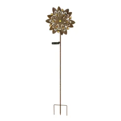 LED lamp op zonne-energie 36578, grondspies, roestbruin, metaal, glas