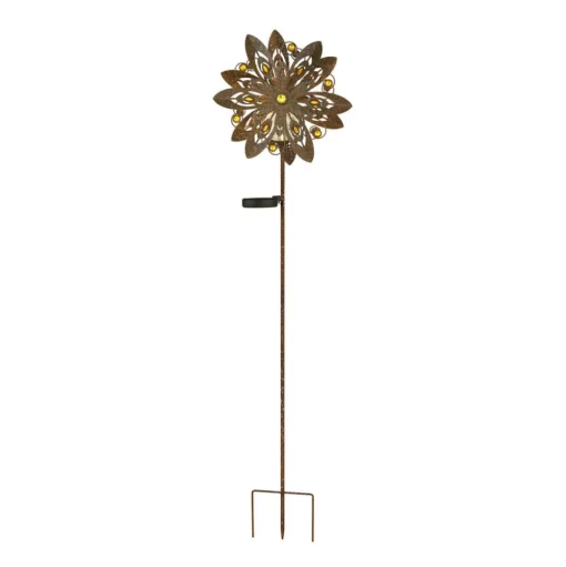 LED lamp op zonne-energie 36578, grondspies, roestbruin, metaal, glas