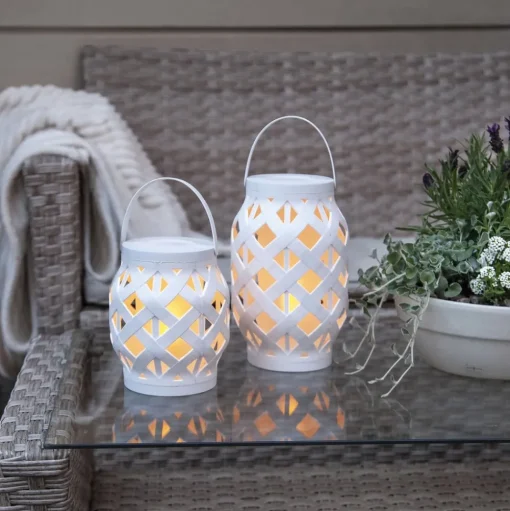 LED lantaarn Flame Lantern, wit, hoogte 23 cm