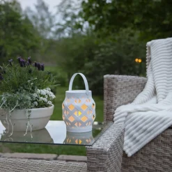 LED lantaarn Flame Lantern, wit, hoogte 16 cm