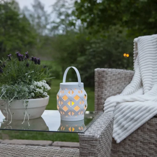 LED lantaarn Flame Lantern, wit, hoogte 16 cm