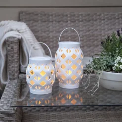LED lantaarn Flame Lantern, wit, hoogte 16 cm