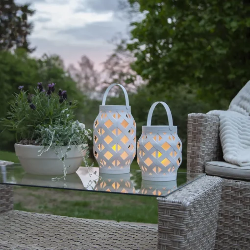 LED lantaarn Flame Lantern, wit, hoogte 16 cm