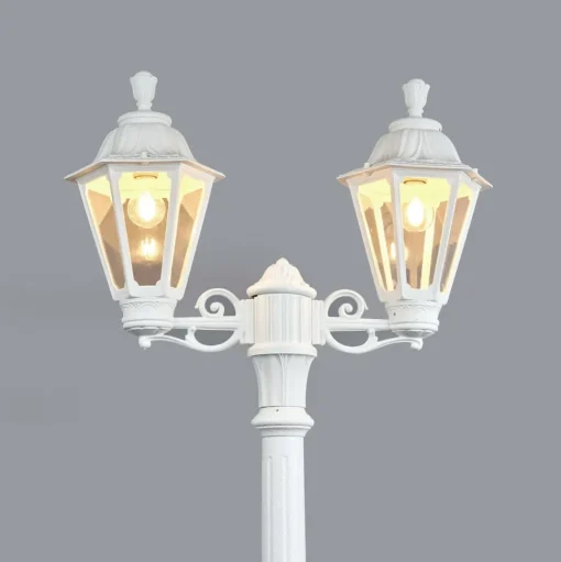 LED lantaarnpaal Artu Rut, 2-lamps, E27, wit
