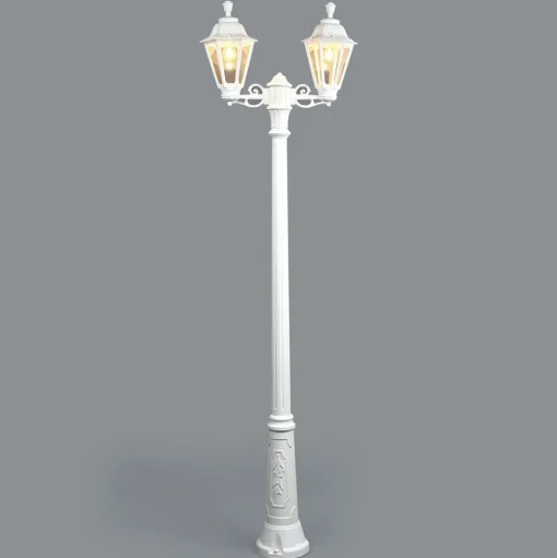 LED lantaarnpaal Artu Rut, 2-lamps, E27, wit