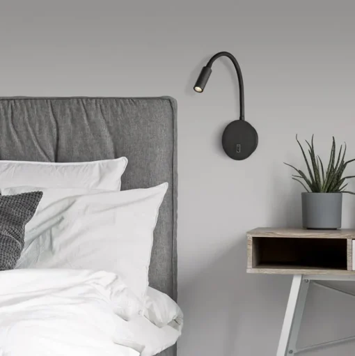 LED leeslamp Lyon, flexibele arm, schakelaar, zwart