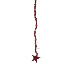 LED lichtketting Beady, rood, houten kralen, 150 cm, batterij