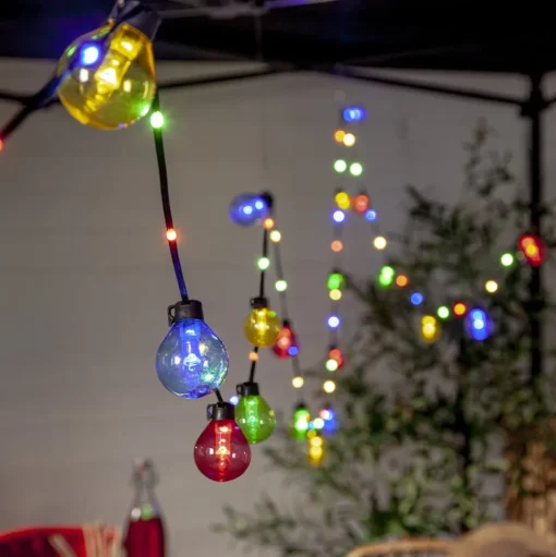 LED lichtketting Bolla, kleurrijk, kunststof Lengte 5,3 m 3-lamps.