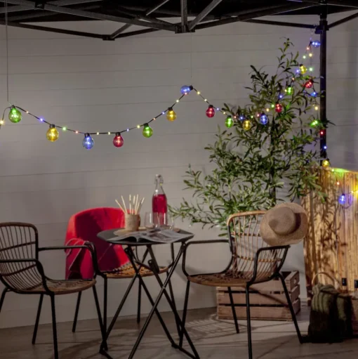 LED lichtketting Bolla, kleurrijk, kunststof Lengte 5,3 m 3-lamps.