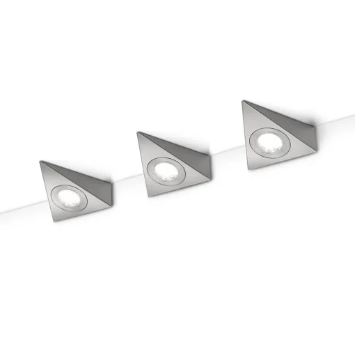 LED meubelverlichting Ecco 3per set, nikkel mat