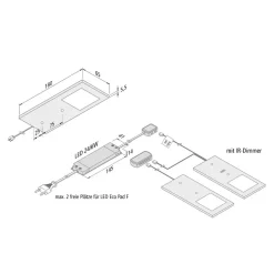 LED meubelverlichting Eco-Pad F 2x-set 4000K zwart