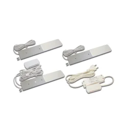 LED meubelverlichting S-Pad F, set van 3, aluminium 4.000 K Dimmer