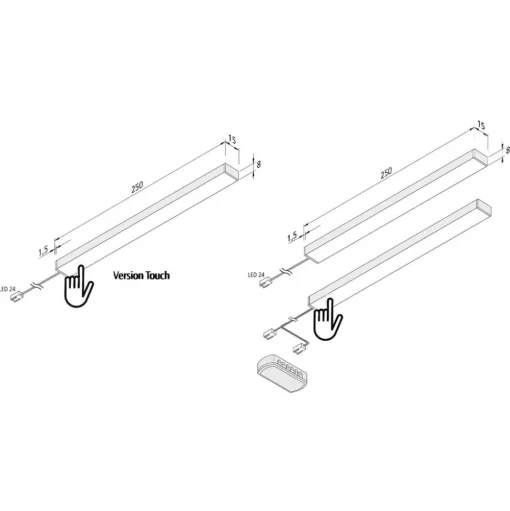 LED onderbouwlamp Add-ON mini Touchdim 3er 4.000K