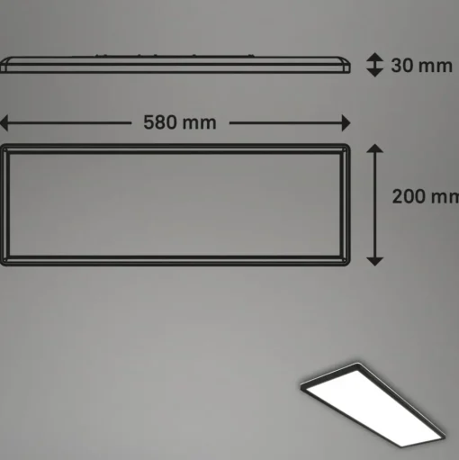 LED opbouwpaneel Slim 58x20cm aan/uit 4.000K zwart