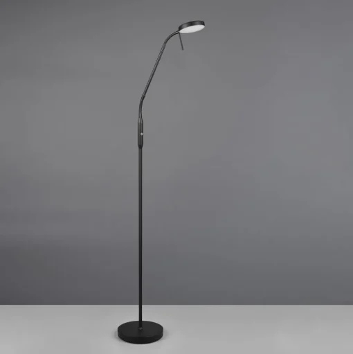 LED oplaadbare vloerlamp Moreno, mat zwart, CCT, dimbaar