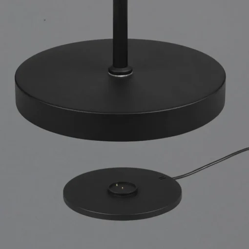 LED oplaadbare vloerlamp Moreno, mat zwart, CCT, dimbaar